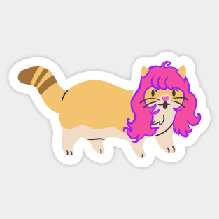 Cat Wearing a Pink Wig Sticker